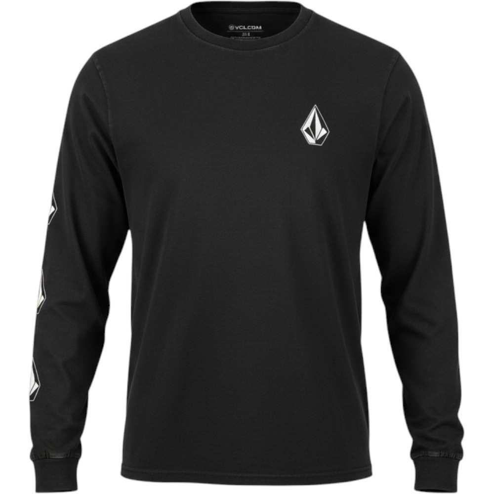 Volcom Mens Iconic Stone Long Sleeve Tee Black A3632100 Medium NWT